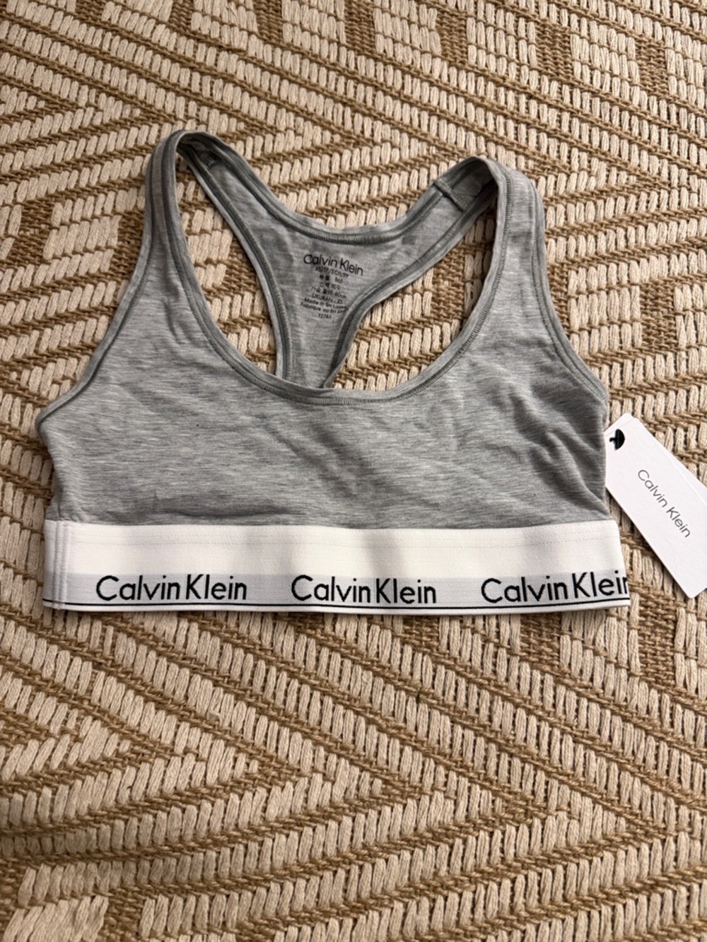 Calvin Klein Grey Logo Elastic Racerback Bralette